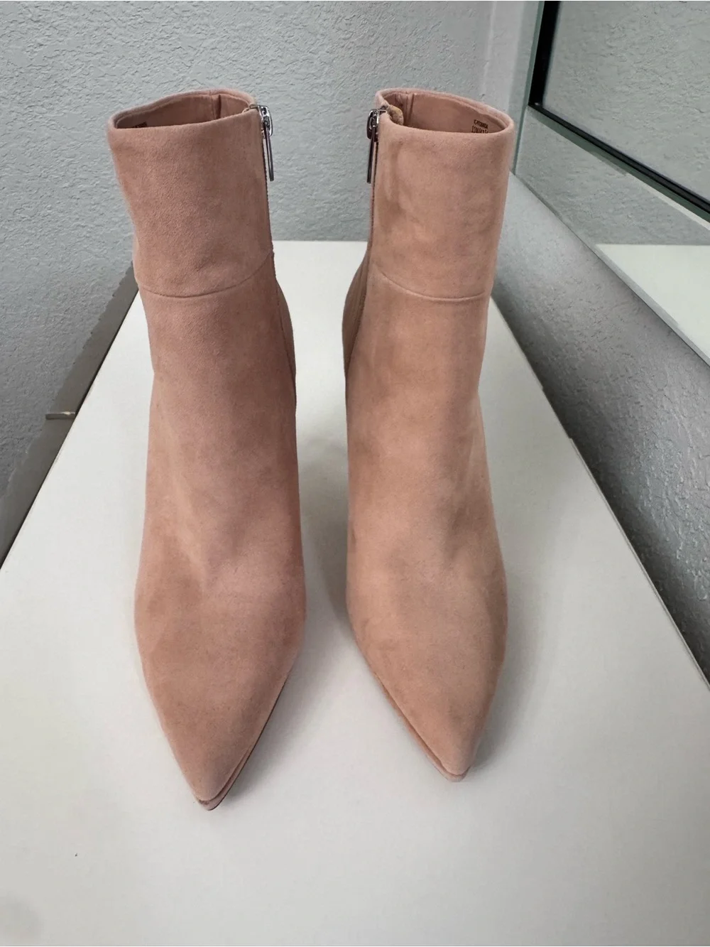 Vince Camuto Nude Suede Pointed-Toe Seasonal Ankle Booties NWOB
